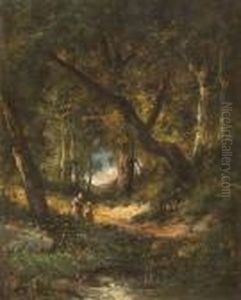 Waldinneres Mit Mutter Und Kind by Narcisse-Virgile D Az De La Pena
