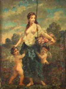Femme Et Enfants by Narcisse Virgilio Diaz De La Pena