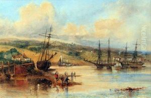 Harbour Scene With Fisherfolk And Boats