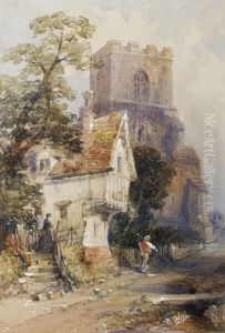 Figures Before A Village Church