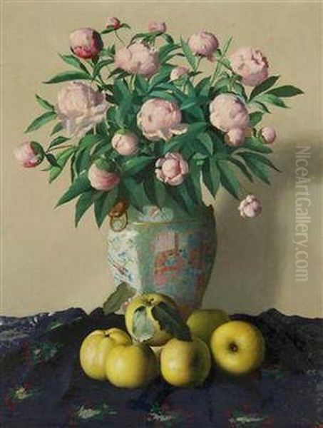 A Still Life With Peonies And Fruit - view 1