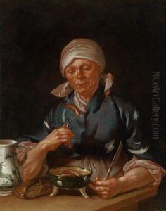 Nachfolger Eine Frau Bei Der Mahlzeit Von Wursteni Brot Und Wein by Martin Dichtl