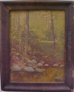Forest And Pond Scene by Charles William H. Dicker