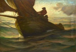 Fisherman Wrestling With A Sail by Charles John Dickman