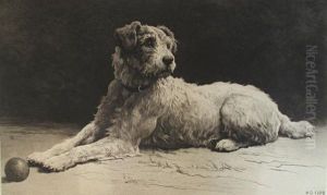 'ready' A Wire-haired Fox Terrier by Herbert Thomas Dicksee