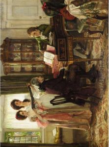 Sheridan At The Linleys; In Bath, Sheridan Became Acquainted With The Family Of Thomas Linley, The Composer, Whose Daughters Were Already Known To The Public As Singers. The Admiration Which Sheridan From The First Conceived For Eliza, The Elder, Speedily by Margaret Isabel Dicksee