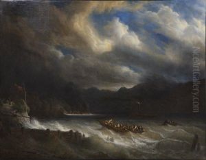Embarquement Du Bateau A Vapeur A Vevey by Francois Diday