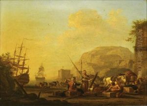 Marchands Orientaux Sur Un Rivage Rocheux