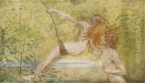Hugo Hoppener Known As Fidus Stella And Helios by Karl Wilhelm Diefenbach