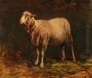 Schaf Im Stall by Anton Dieffenbach