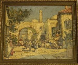 Moroccanstreet Scene,
Archway And Figures by Arthur Vidal Diehl