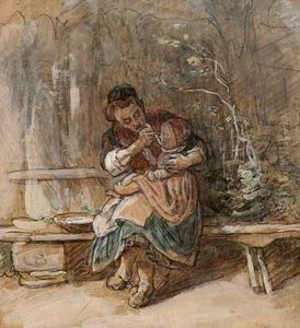 Der Mittagsbrei by Jakob Furchtegott Dielmann