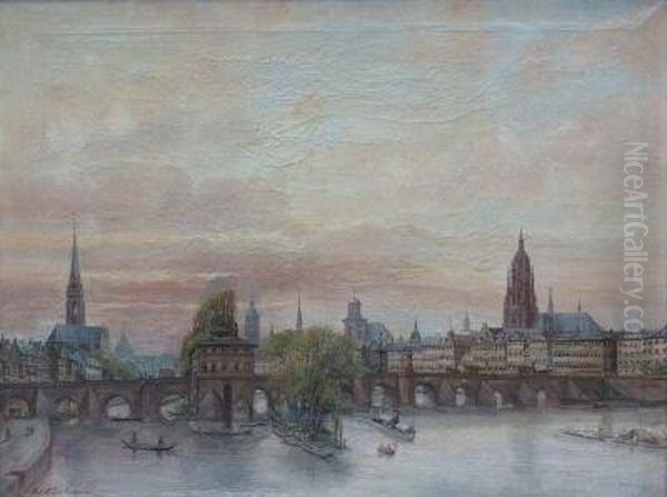 Frankfurt, Ansicht Von Sachsenhausenauf Die Alte Brucke Um - view 1