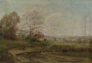 Taunuslandschaft Im Fruhling Mit Gehoft Und Dorf