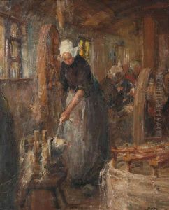 Interieur Met Spinsters by Pierre Jacques Dierckx