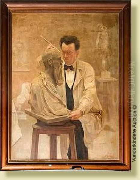 Le Sculpteur Paul Van De Kerckhove Dans Son Atelier - view 1