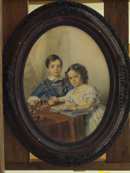 Portrait De Deux Jeunes Enfants - view 1