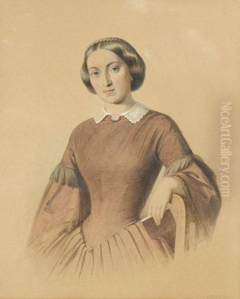 Portrat Einer Dame In Braunem Kleid - view 1