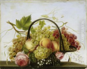 Fruit Basket With Grapes Andpeaches by Adelheid Dietrich