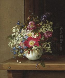 Still Life With Dog Roses by Adelheid Dietrich