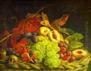 1925- Basket Of Grapes, Peaches And Plums