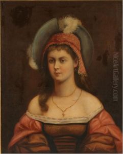 Half-length Portarit Of A Noblewoman by Carl Dietrich