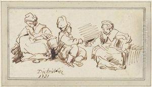 Studienblatt Mit Drei Figuren