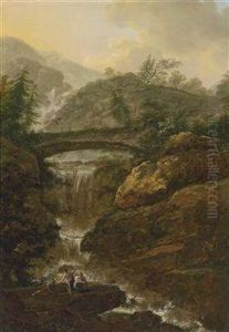 A Pair Of Southern Mountain Landscapes With Antiquising Figures