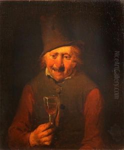 An Old Man Holding A Glass Of Wine