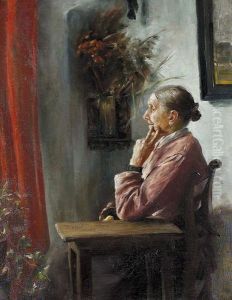 Sitzende Frau Am Fenster. by Hans Dietzi