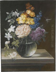 Still Life With A Carnation, Briar Rose And Other Flowers In Aglass Vase by Barbara Regina Dietzsch