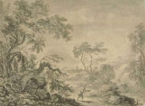 Vom Gewitter Uberraschter Wanderer. by Johann Christoph Dietzsch