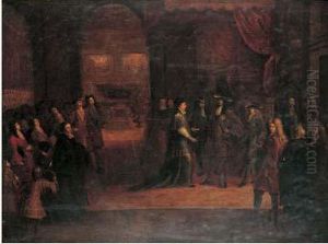 Louis Xiv Assistant Aux Funerailles Du Grand Dauphin Louis De France A Paris En 1711 by Antoine Dieu