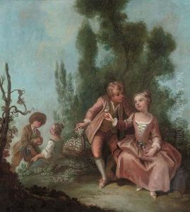 A Wooded Glade With Two Amorous Couples by Francoise Dieu