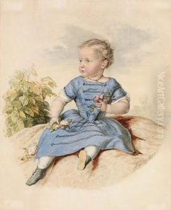 Ritratto Della Principessa Auguste In Abito Blu by Samuel Diez