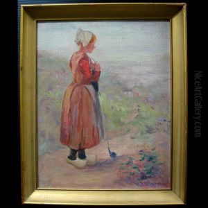 Young Dutch Girl Walking On Path