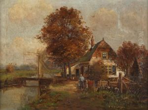 Boerderij Aan Een Kanaal by Christoffel Hendrik Dijkman