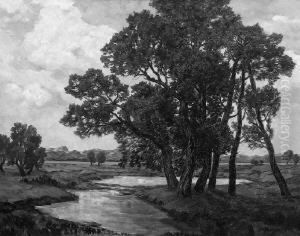 J. D. "bachlauf In Voralpenlandschaft". Sign. Ol Auf Lwd. Rest. 72 X 92 Cm. Rahmen by Johanna Dill-Malburg
