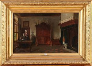 Interieur Hollandais Anime by Adolph Alexander Dillens