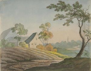 Blick Auf Ein Gehoft In Der Abendsonne. by Cantius Dillis