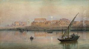 A View Of Luxor On The Nile, With Karnak by Frank Dillon