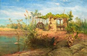 On The Banks Of The Nile Near Philae by Frank Dillon