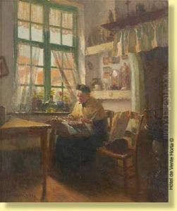 Dentelliere Dans Un Interieur by Georges Hippolyte Dilly