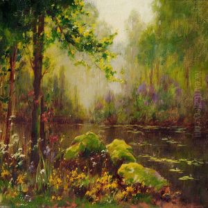 Forest Lake With Water Lilies by Serkis Diranian