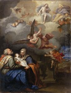Sacra Famiglia E La Trinita Con Angeli by Giovan Battista Discepoli Lo Zoppo Da Lugano