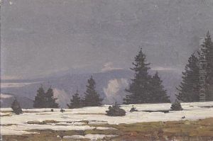 Winterliche Schwarzwaldlandschaft Bei Furtwangen by Hermann Dischler