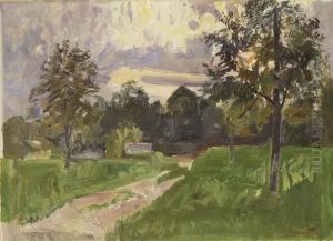 Weite Landschaft Mit Haus by Louis Dischler