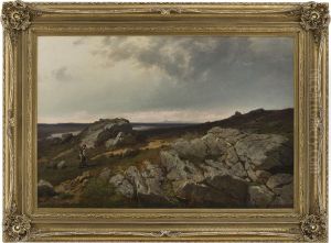 Fjellandskap Med Jeger by Andreas Edvard Disen