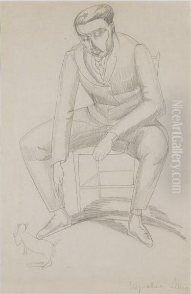 Wyndham Lewis With Cat - view 1