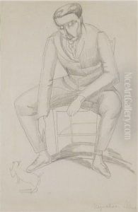 Wyndham Lewis With Cat by Jessica Stewart Dismorr